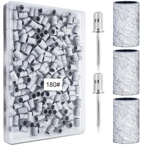 Miniatura 9 de Bandas de lijado para uñas, banda de lijado de grano 180 para taladro de uñas, 200 bandas de lijado rosa de grano fino 180 con broca de lijado