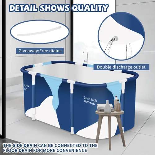 Miniatura 5 de Tina portátil plegable, bañera plegable para adultos, bañeras independientes, bañera de baño caliente, baño de hielo, tina de spa para baño familiar
