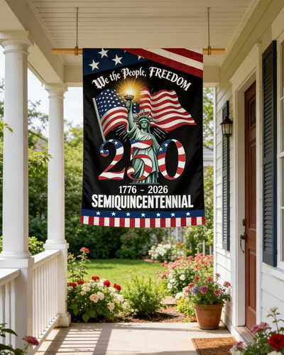 Miniatura 8 de Bandera de jardín de 250 años de América, bandera patriótica del 4 de julio de 250 aniversario de Estados Unidos, impermeable de doble cara