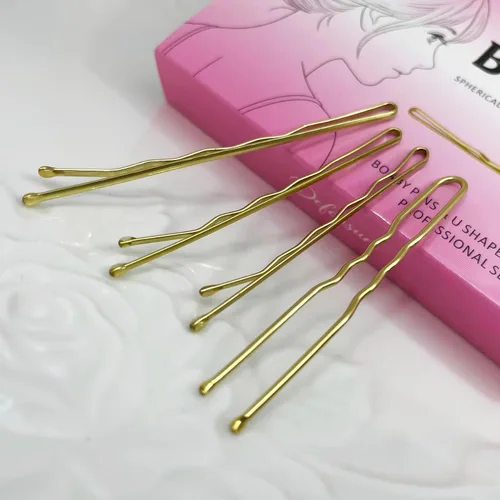 Miniatura 2 de Kit de 200 pines gruesos dorados y rubios, 150 horquillas para el cabello (2.2 pulgadas, 2.36 pulgadas, 2.75 pulgadas) + 50 pines en forma de U