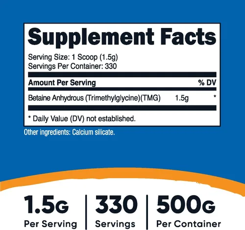 Miniatura 2 de Nutricost Betaína Anhidra Trimetilglicina (TMG) Polvo 500G (2 Botellas)