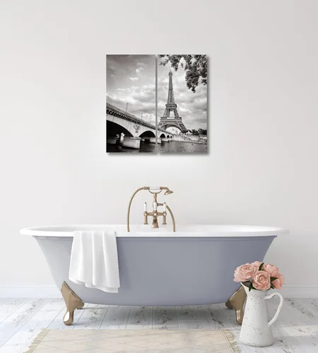 Miniatura 8 de París - Lienzo decorativo para pared, juego de 2 piezas, impresiones decorativas de varios paneles divididos, imagen de la torre Eiffel en blanco