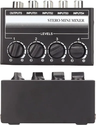 Miniatura 6 de Zyyini Mini mezclador estéreo, mezclador de audio portátil de 4 canales, mini mezclador estéreo profesional pasivo para mezclar instrumentos