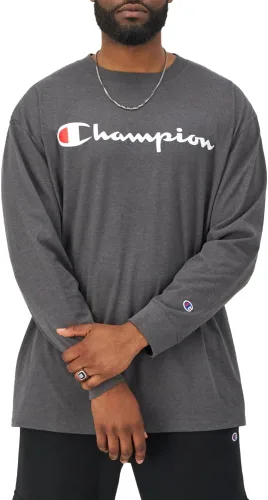 Miniatura 4 de Champion Camiseta para hombre, camiseta clásica de manga larga, cómoda, suave para hombre (regular o grande y alto)