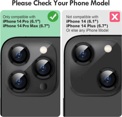 Miniatura 2 de Protector de lente de cámara Bling para iPhone 14 Pro/14 Pro Max, dureza 9H a prueba de rayones, protector de anillo individual de metal, accesorios