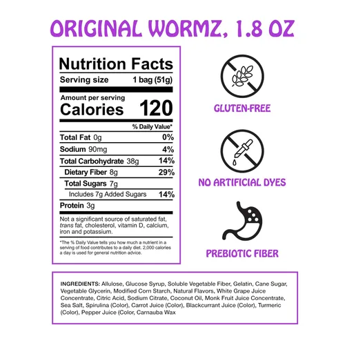 Miniatura 2 de Rotten Original Gummy Cruncheez - Bajo en azúcar, bajas calorías, 5g de fibra prebiótica amigable para el intestino, dulce sin gluten, sin