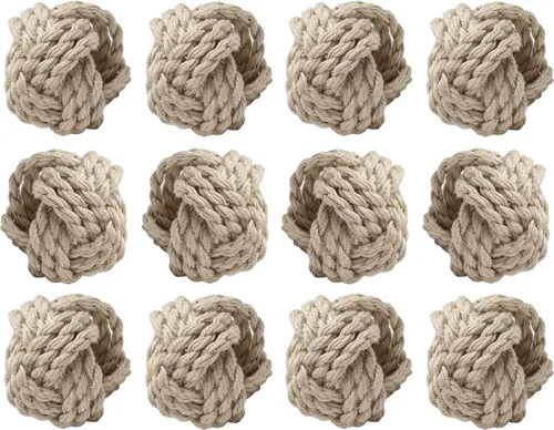 Miniatura 11 de Juego de 12 servilleteros bohemios elegantes, de rayón tejido a mano, color beige, resistente al desgaste, decoración de mesa para bodas, Navidad
