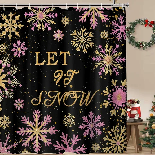 Miniatura 10 de JAWO Cortina de ducha de muñeco de nieve de Navidad para decoración de baño, cortina de baño de tela con ganchos, 36 x 70 pulgadas
