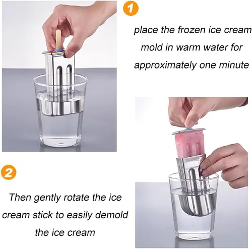 Miniatura 4 de Molde de paletas de acero inoxidable 304 con soporte de paletas de acero inoxidable, base de bastidor, molde para paletas de hielo, moldes