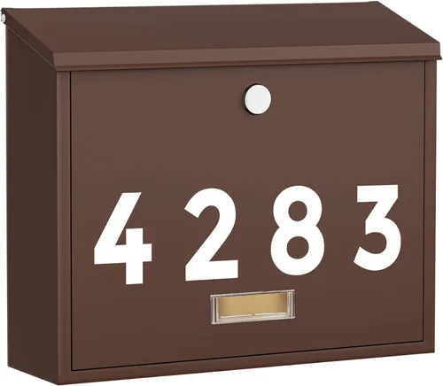 Miniatura 12 de LAND·VOI Buzón con cerradura montado en la pared, buzón de metal con tres juegos de calcomanías de números de buzón de correo, 4 llaves, 14.4" x