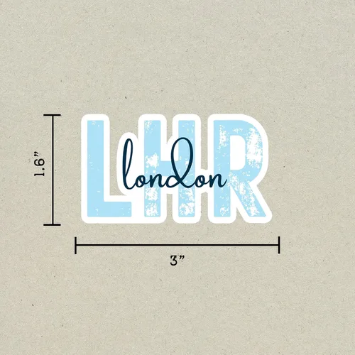Miniatura 2 de LHR London Heathrow Airport Code Travel Sticker, Multiple Colors, Vinyl Laptop Water Bottle Planner Journal, Places I've Been, Luggage Decal (Pink)