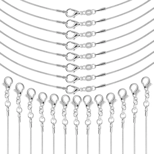 Miniatura 9 de Cadenas de Collar Paxcoo de 30 Piezas - Cadenas de Serpiente Chapadas en Plata para Hacer Joyería, 1.2 mm (22 Pulgadas)