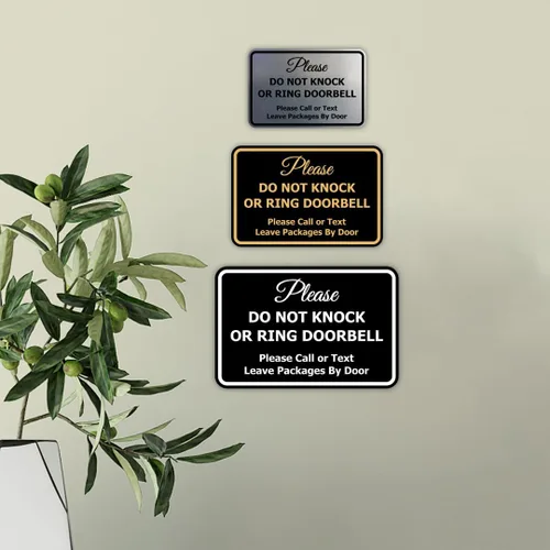 Miniatura 3 de Signs ByLITA Clásico enmarcado Por favor no golpee ni toque el timbre de la puerta, señal para pared o puerta - Fácil instalación Instrucción