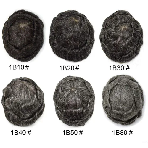 Miniatura 6 de Toupee para hombres Piezas de cabello humano real Encaje suizo para hombres Toupee unidades de cabello humano europeo para hombres Hairpieces Hair