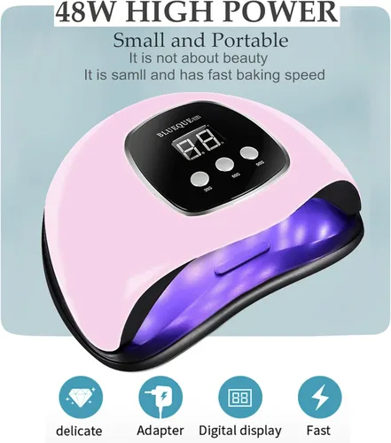 Miniatura 2 de BIGBEAR - Luz UV para uñas, lámpara de uñas UV LED de 48 W para esmalte de gel, secador de uñas rápido con sensor automático, 3 ajustes