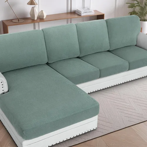 Miniatura 43 de H.VERSAILTEX Fundas para sofá seccional, 4 piezas, fundas de cojín de asiento de sofá en forma de L, fundas de cojín separadas para chaise longue
