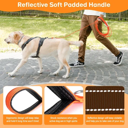 Miniatura 5 de Correa larga para perro a prueba de mordidas, cable de amarre para perros resistente de 50 pies con mosquetón, correas de perro para patio, correas