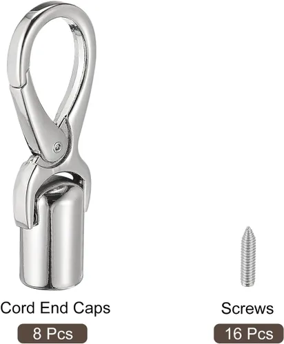 Miniatura 3 de uxcell Tapa de extremo de cordón, 8 piezas de 0.472 in/0.47 pulgadas de tapa de extremo de barril con tornillos para borlas, joyería, hacer bolsa