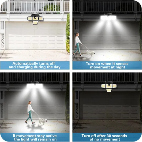 Miniatura 7 de AmeriTop Luces Solares para Exteriores, Paquete de 2 Luces LED de Alto Brillo Inalámbricas con Sensor de Movimiento Solar; 4 Cabezales Ajustables