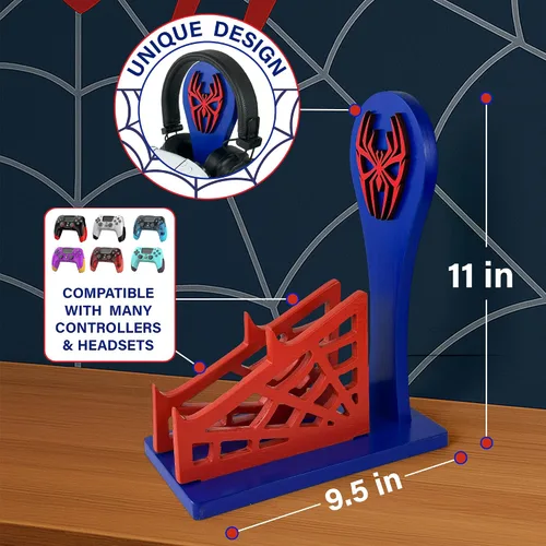 Miniatura 2 de Regalo de jugador para hombres, adolescentes y niños, organizador de controlador de madera con soporte para auriculares y soporte para controlador