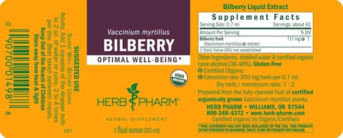 Miniatura 6 de Herb Pharm Gotas de extracto líquido de arándano para soporte ocular y visual, 1 onza