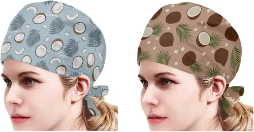 Miniatura 101 de Babrukda Paquete de 2 gorras con banda para el sudor ajustable con lazo en la espalda, gorro divertido