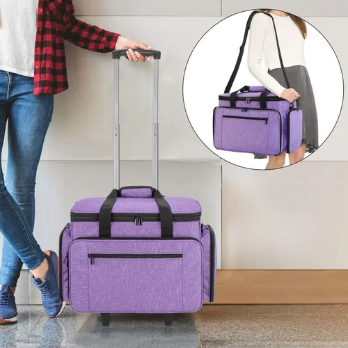 Miniatura 6 de LUXJA Estuche para máquina de coser con carrito desmontable, bolsa rodante para máquina de coser con almohadilla inferior extraíble