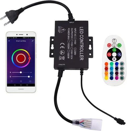 Miniatura 9 de Tira de luces LED, WiFi 110-130V RGB regulable, impermeable, 5050 60 LED/m, con controlador de 1500 W, compatible con Alexa, Google Home, iOS