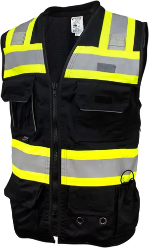 Miniatura 8 de SU500 Premium Surveyors Clase 2 Chaleco resistente, bolsillos para tableta y acolchado para el cuello Negro