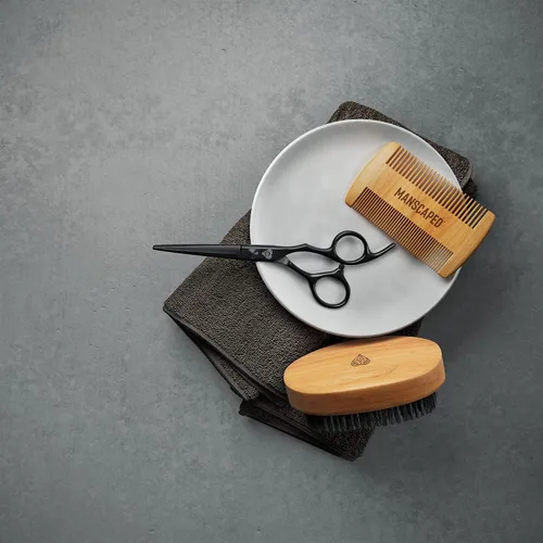 Miniatura 5 de Kit de cuidado de barba MANSCAPED® incluye champú y bálsamo hidratantes ultra premium, cepillo suave, peine y tijeras de precisión para el aseo