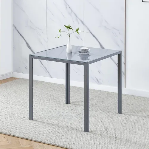 Miniatura 3 de Juego de 4 mesas de comedor y sillas de comedor de cristal negro de 5 piezas, moderna mesa cuadrada de cocina pequeña y 4 sillas de comedor que