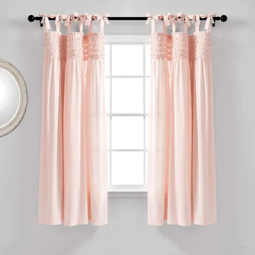 Lush Decor, Blush Lydia - Juego de cortinas con volantes para ventana, sala, comedor, dormitorio (par), 63 x 40 pulgadas