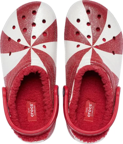 Miniatura 4 de Crocs Women's Classic Holiday Lined Fuzzy Clogs Blanco/Rojo