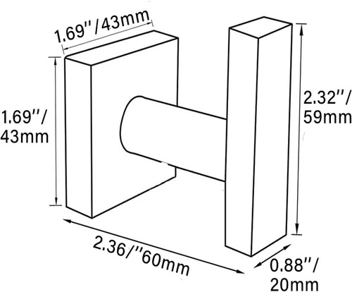 Miniatura 6 de 2 ganchos para toallas de baño, accesorios de baño para montaje en pared, para una sola capa y gancho para bata, acero inoxidable SUS304, cuadrado