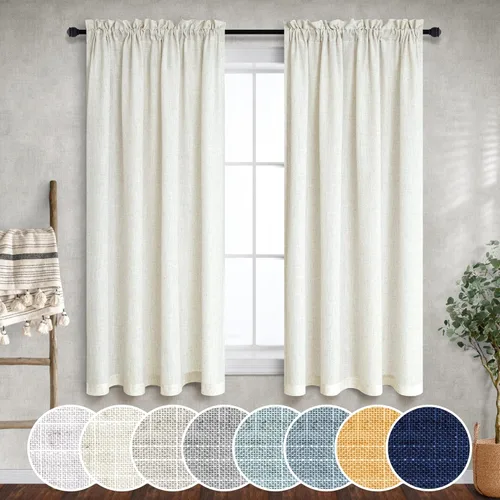 Miniatura 30 de Cortinas blancas puras de 38 pulgadas de ancho para dormitorio, juego de 2 paneles de cortinas de privacidad con bolsillo para barra, cortinas