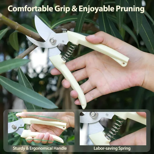 Miniatura 4 de Paquete de 4 tijeras de podar, tijeras de jardín de acero inoxidable, tijeras de jardinería de mango afilado, podadoras de jardín de hoja bypass