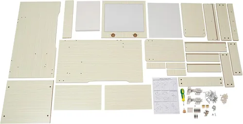 Miniatura 9 de Escritorio de tocador 3 en 1 con espejo, tocador compacto de 15.8 pulgadas con tapa abatible, mesa de maquillaje de nogal negro con taburete