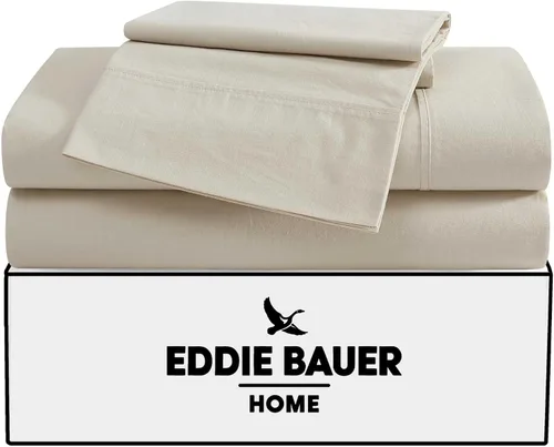 Miniatura 2 de Eddie Bauer - Juego de sábanas individuales, juego de ropa de cama de percal lavado con bolsillos profundos, súper suave, 100% algodón de lujo