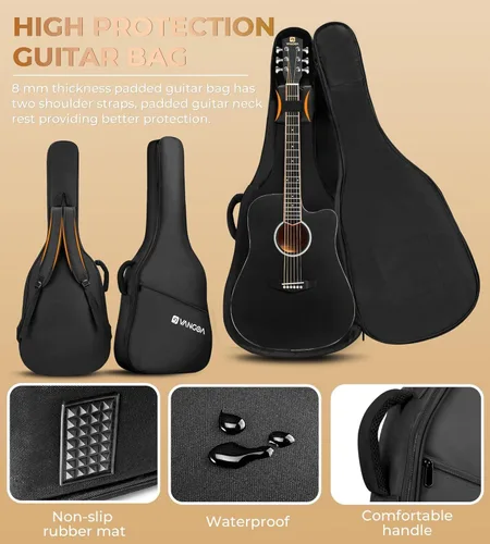 Miniatura 6 de Vangoa Guitarra para Zurdos, Kit de Guitarra Acústica para Zurdos de Tamaño Completo con Cutaway para Adultos Principiantes de 41 Pulgadas, Juego
