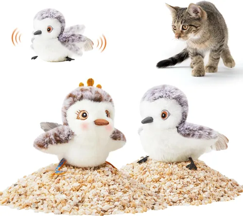 Miniatura 7 de Potaroma Juguetes para gatos con forma de búho que aletea (sin volar), chirrido de pájaro realista, juguete recargable para gatitos, juguete