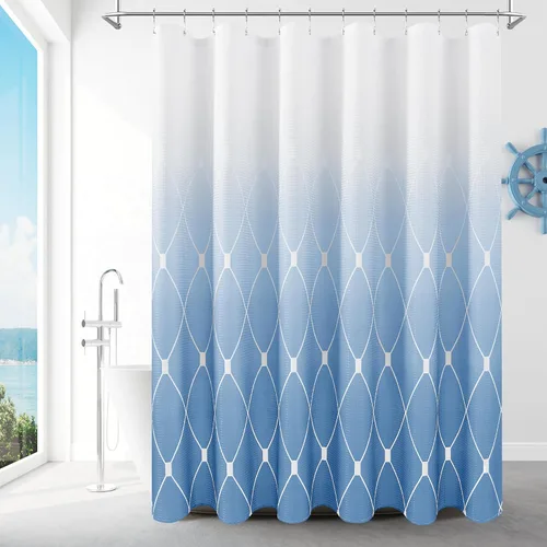 Miniatura 33 de Cortina de ducha para compartimento pequeño negra para hombres, 36 pulgadas de ancho, juego de cortinas de baño gris, cortinas geométricas estrechas
