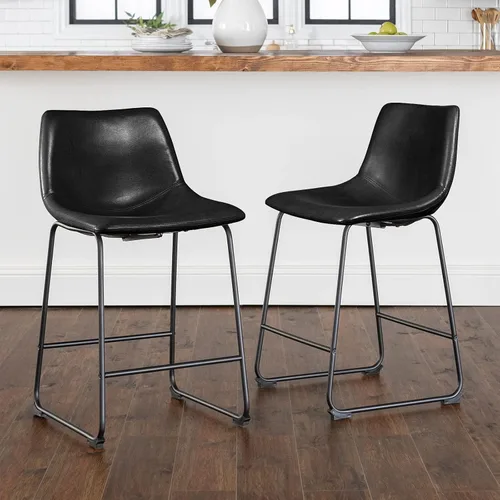 Miniatura 19 de LEMBERI Juego de 2 sillas de comedor de piel sintética, modernas sillas de cocina y comedor de 18 pulgadas con respaldo y patas de metal, cómodo