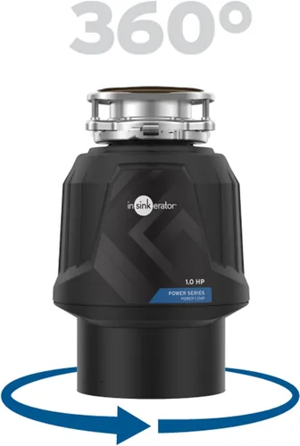 Miniatura 10 de InSinkErator Power - Eliminador de basura de 1 HP, serie Power EZ Connect, triturador de residuos de alimentos de alimentación continua, color negro
