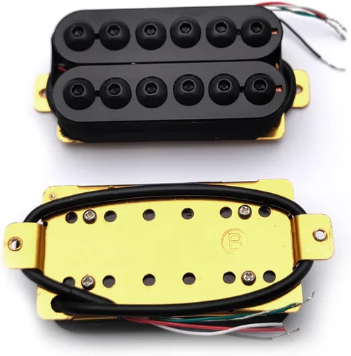 Miniatura 7 de SAPHUE Pastillas de guitarra eléctrica ajustables de bobina doble de metal Humbucker Punk para cuello/puente (Negro)