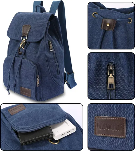 Miniatura 14 de Mochilas de lona a la moda, bolso casual para compras al aire libre, mochila deportiva, senderismo, viajes, bolsa multiusos, Café, Mochilas