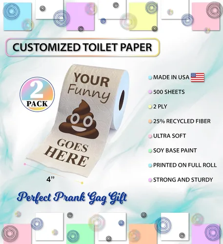 Miniatura 2 de Printed TP Juego de regalo de papel higiénico impreso personalizado, divertido rollo de papel higiénico para eventos especiales, bromas, sorpresas