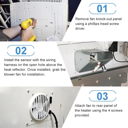 Miniatura 7 de Criditpid WHF100 Ventiladores de pared sin ventilación para Mr. Heater, Dyna-Glo 30,000 BTU, calentadores sin ventilación Comfort Glow, kit