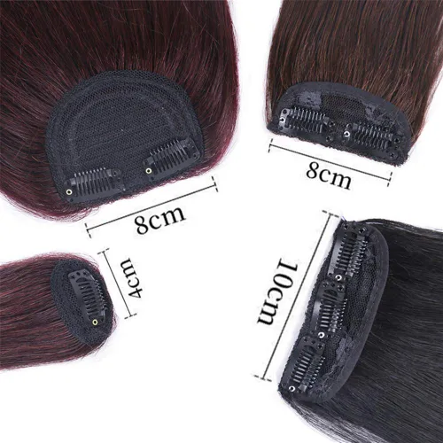 Miniatura 5 de Peluca de cabello humano con clip para cabeza gruesa y recta, para mujer, peinados de 4.7 in/2 clips, marrón oscuro