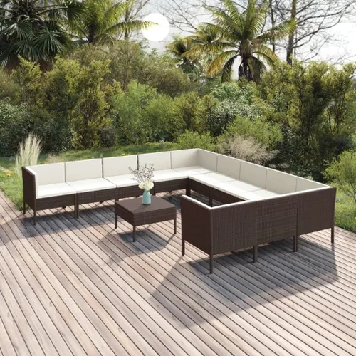 Juego de 12 piezas de salón de patio con cojines, sofá al aire libre, juego de bar de patio, muebles modernos para exteriores, banco de comedor con