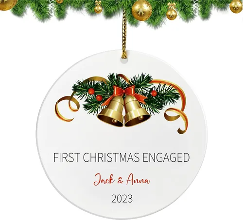 Miniatura 13 de Adorno personalizado para pareja comprometida 2024, primera Navidad para casados juntos comprometidos, adornos de Navidad personalizados, idea